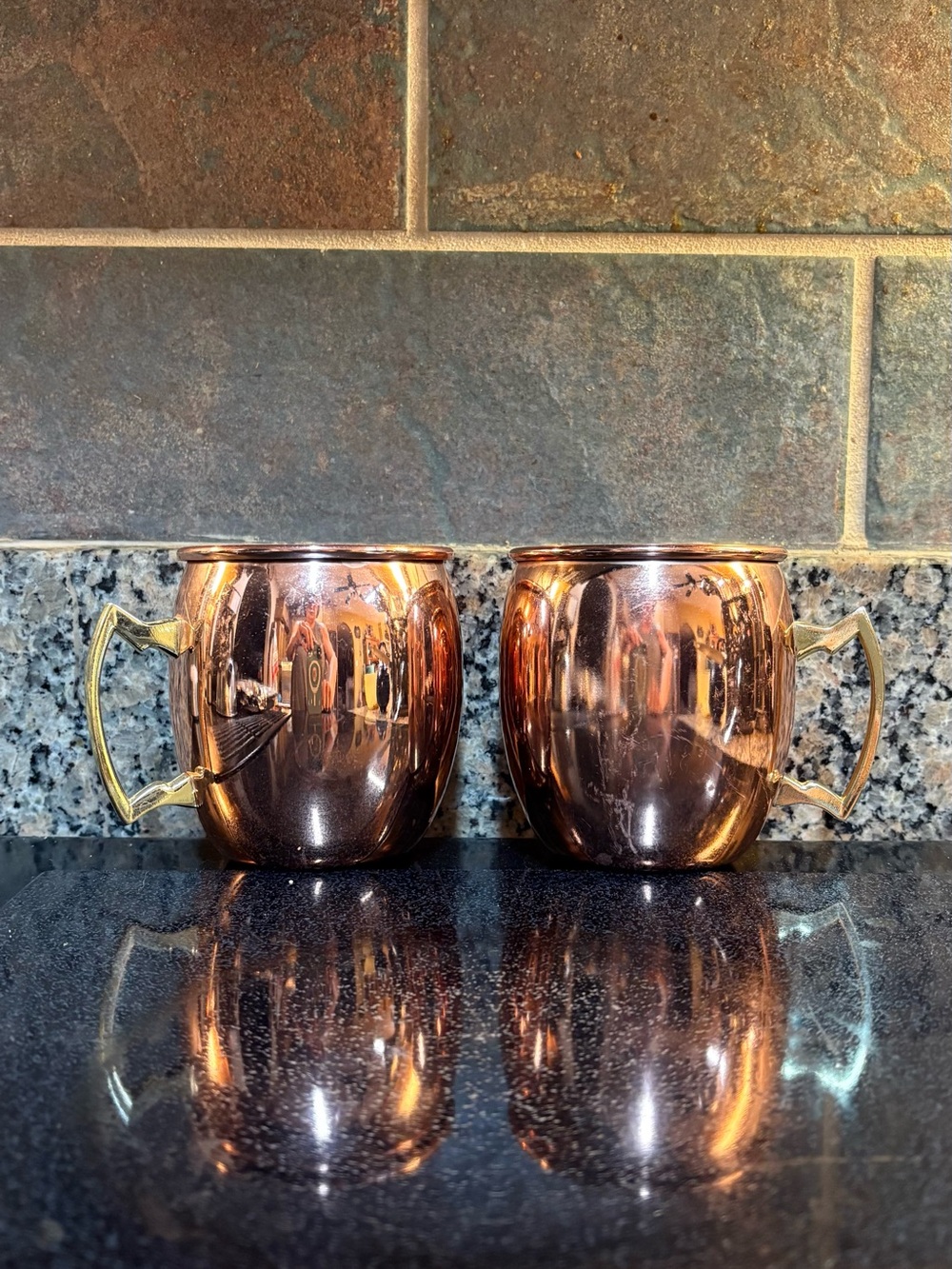 Copper Moscow Mule Mugs with Brass Handles - Set of 2